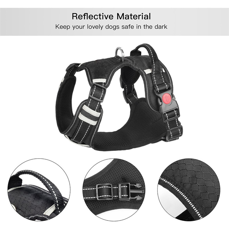 Large Breathable Dog Harness Nopull Reflective Vest With Matching Leash Collar For Pet Training - 15