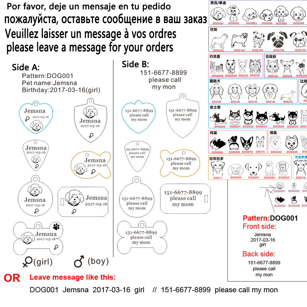 Dog Id Tags Free Engraving Cat Name Tag Kitten Puppy Collar Accessories Personalized Stainless Steel For - 2