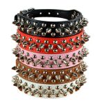 9 Colors 2 5cm Width Pu Leather Pet Collar Round Spikes Studded Dog Collars For Small Medium Dogs Xs S M L