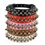 9 Colors 2 5cm Width Pu Leather Pet Collar Round Spikes Studded Dog Collars For Small Medium Dogs Xs S M L