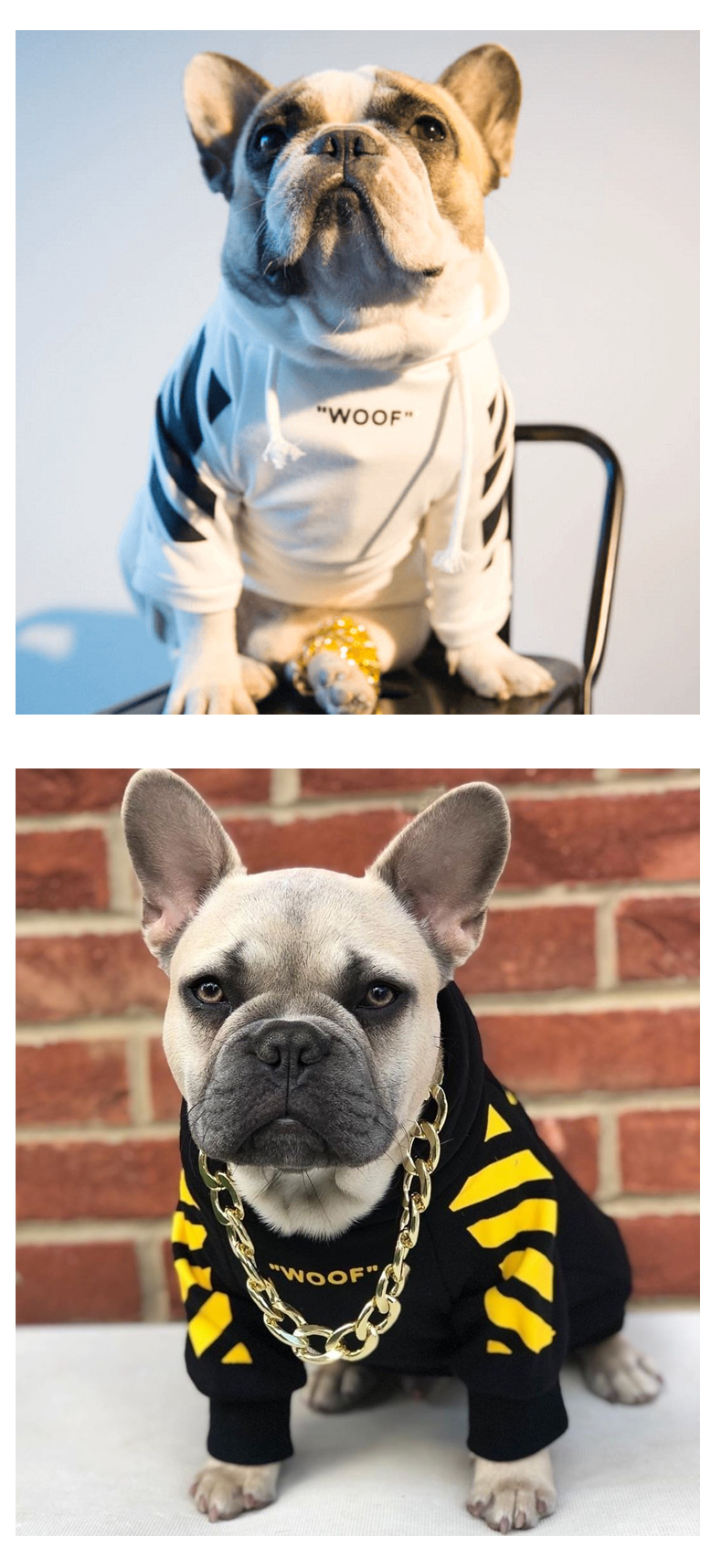 Adidog French Bulldog Stripe Pattern Hoodie Jacket Comfortable Pet Dog Apparel Clothes - 8