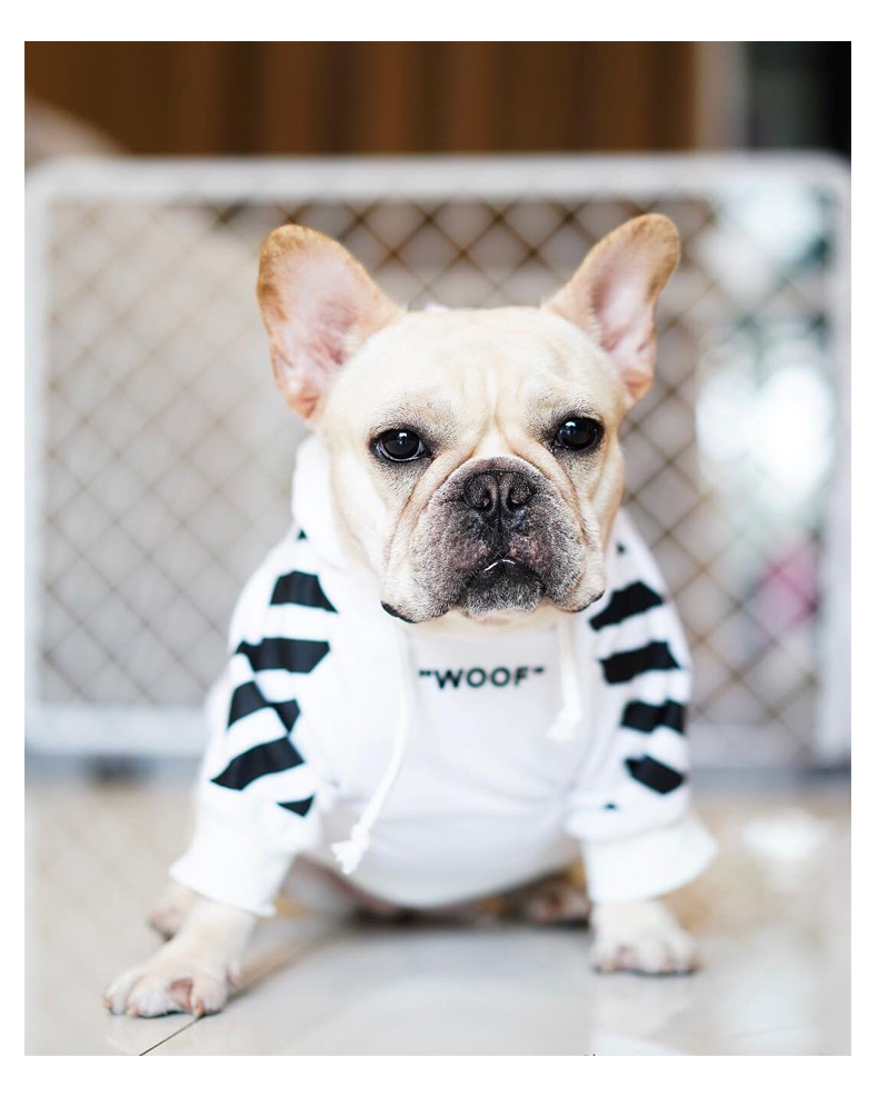Adidog French Bulldog Stripe Pattern Hoodie Jacket Comfortable Pet Dog Apparel Clothes - 5