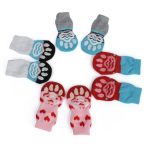 4pcs Pet Dog Puppy Cat Shoes Slippers Non-slip Socks Cute Indoor For Small Dogs Cats Snow Boots - 4