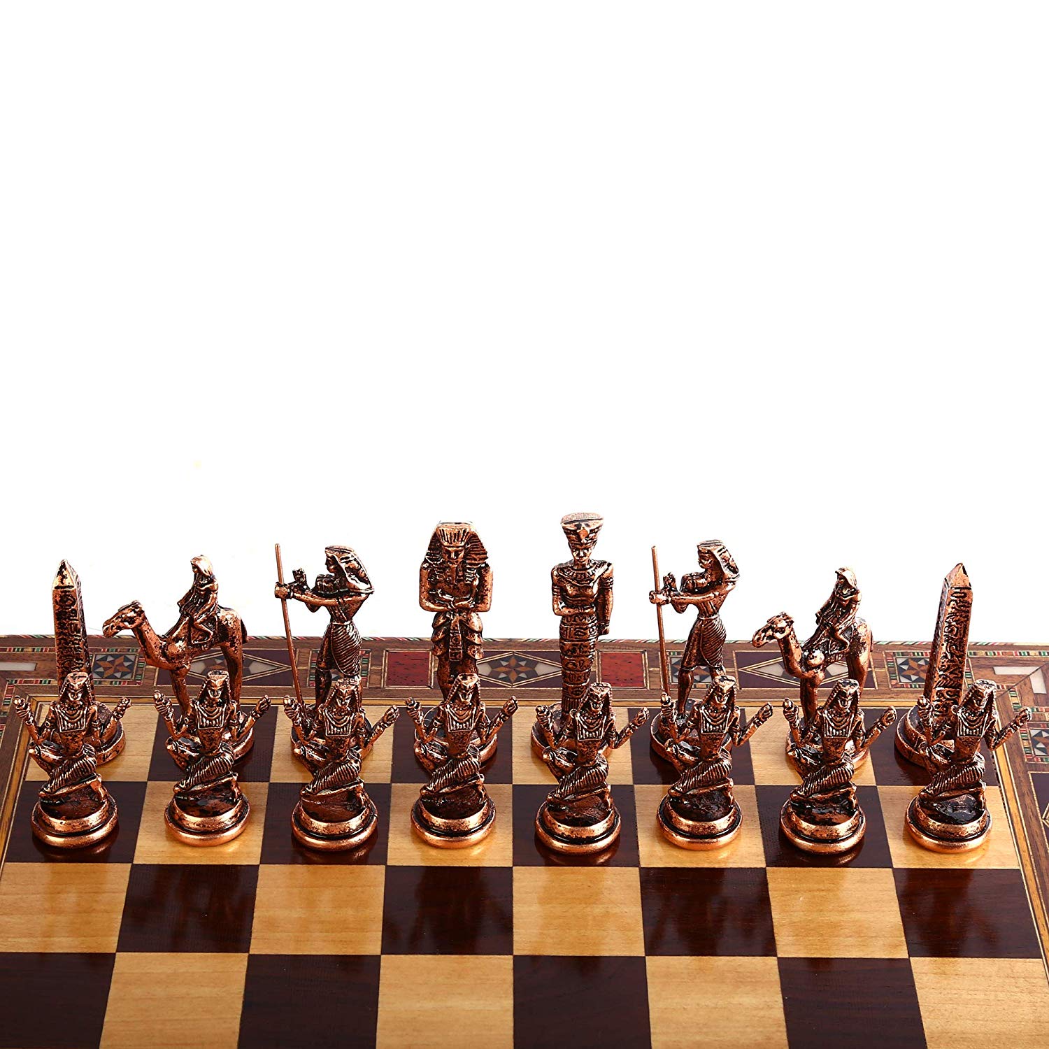 Handmade Ancient Egypt Pharaoh Antique Copper Chess Pieces 9cm Metal King Board Not Included - 5