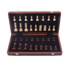 Walnut Chess Set Wooden Folding Large Handwork Solid Wood Pieces Board 39cm King Size 8cm - 3