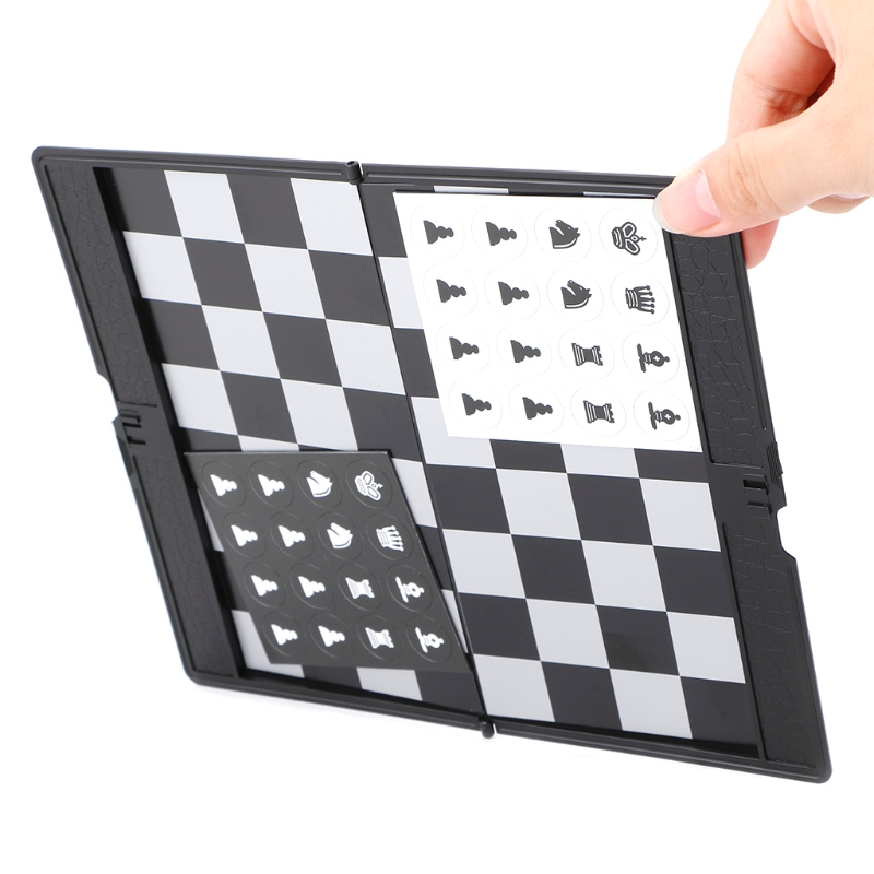 Ootdty Compact Magnetic Folding Chess Set International Board Game For Travelers Plane Journeys - 2