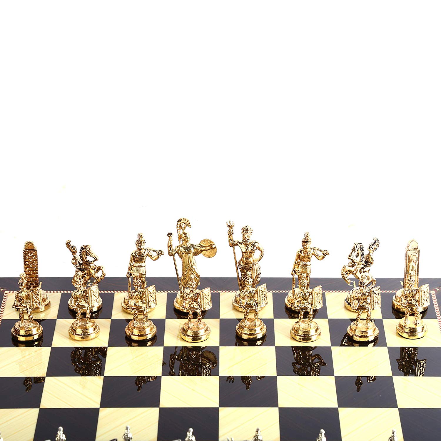 Deluxe Roman Historical Chess Pieces Set Medium Size Metal 7cm King Board Not Included - 2