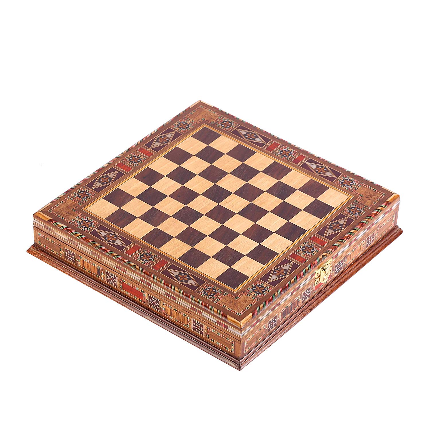 Handcrafted Antique Egyptian Pharaoh Copper Chess Set Solid Natural Wood Board With Storage 9cm King Piece - 3