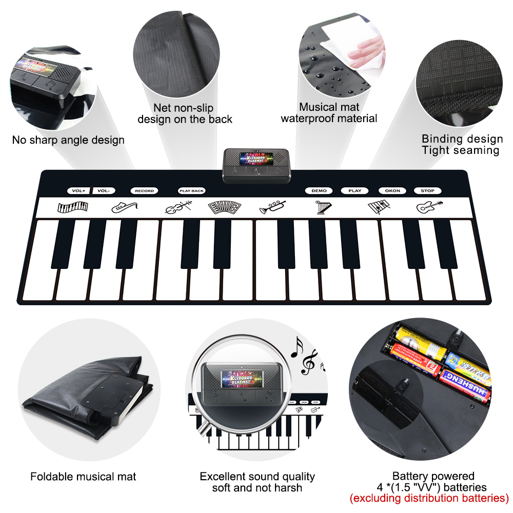 Multifunctional 180x72cm Music Piano Mat Educational Keyboard Play Rug Interactive Toy For Kids Perfect Gift - 3