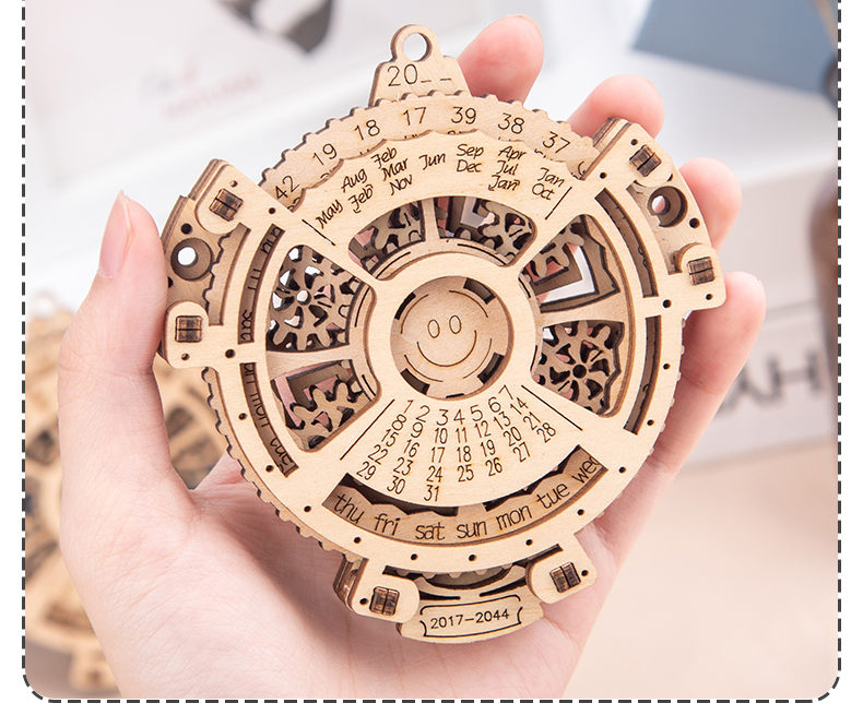 3d Mini Wooden Puzzles Unique Mechanical Carving Laser Engraving Calendar To 2044 Creative Car Model - 1