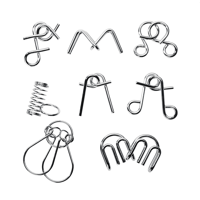 8piece Metal Wire Puzzle Set Montessori Brain Teaser Toys For Iq Development Stress Relief Children And Adults - 4