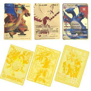 Gold Metal Color Battle Carte Game Pokemones Cards Energy Charizard Collection Card Toys In Stocks - 2