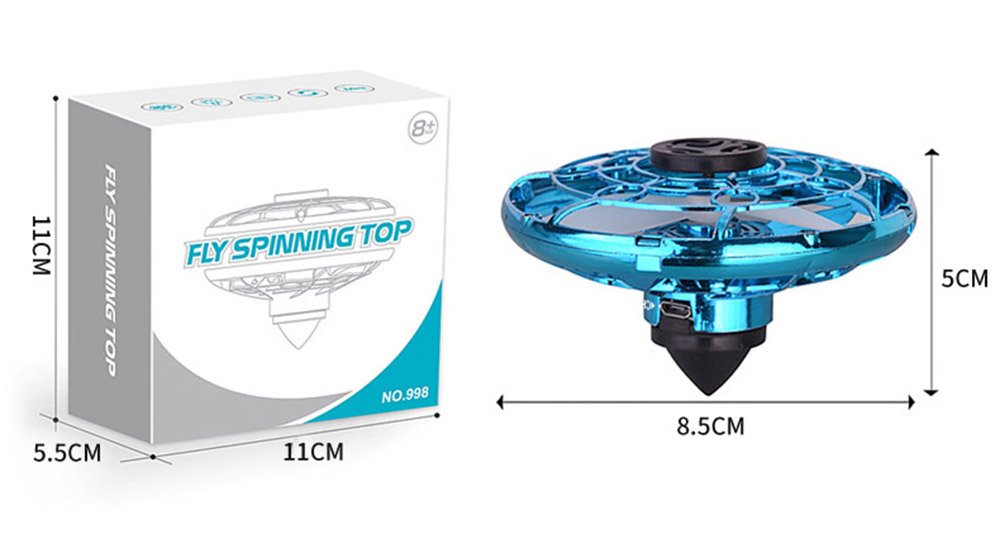 Interactive Ufo Mini Drone Spinner Top With Led Lights Gyro Flying Fidget Toy Ideal For Adults And Kids Gift - 3