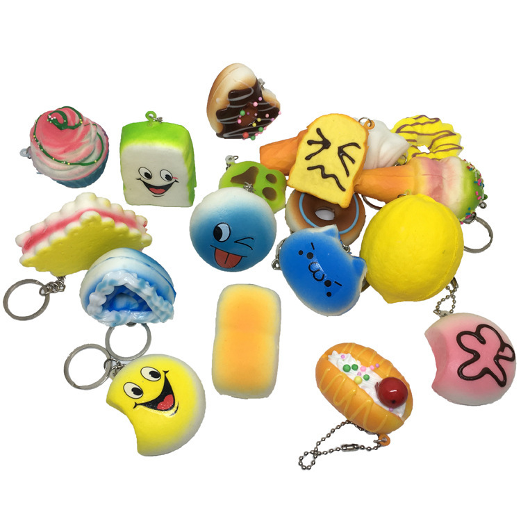 Kids Stress Relief Squishy Toy Keyring Set Mini Soft Bread Shaped Decompression Squeeze Toys 468pcs - 8