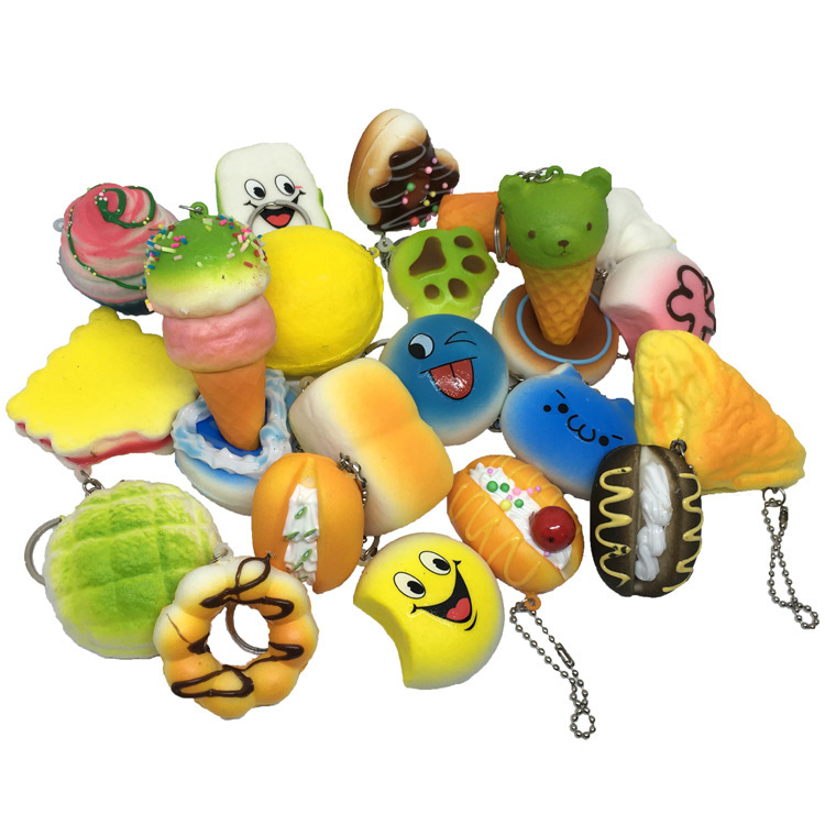 Kids Stress Relief Squishy Toy Keyring Set Mini Soft Bread Shaped Decompression Squeeze Toys 468pcs - 9