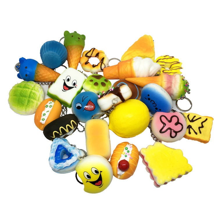 Kids Stress Relief Squishy Toy Keyring Set Mini Soft Bread Shaped Decompression Squeeze Toys 468pcs - 7