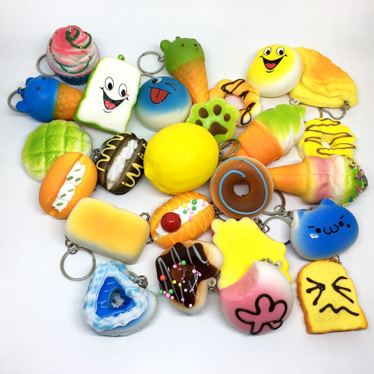 Kids Stress Relief Squishy Toy Keyring Set Mini Soft Bread Shaped Decompression Squeeze Toys 468pcs - 6