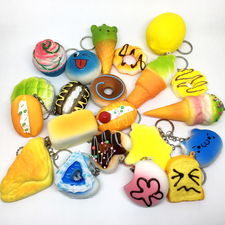 Kids Stress Relief Squishy Toy Keyring Set Mini Soft Bread Shaped Decompression Squeeze Toys 468pcs - 5