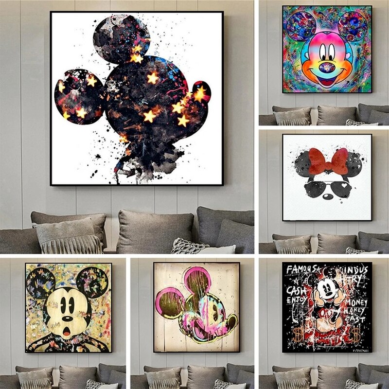 Disney Graffiti Mickey Canvas Wall Art Kids Bedroom Decor - 8