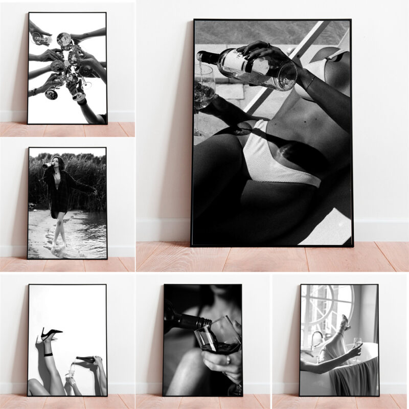 Vintage Cocktail Art Bar Canvas Print Bedroom Wall Decor - 1