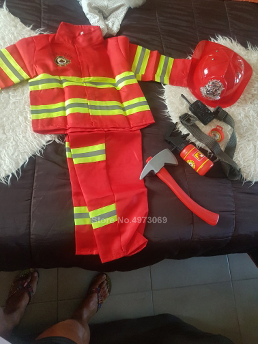 Kids Fireman Sam Costume Firefighter Uniform For Boys Girls Roleplay - 12