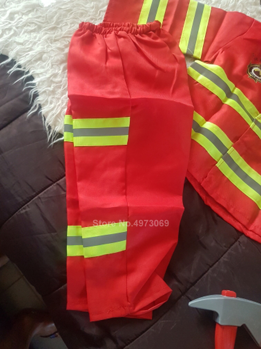 Kids Fireman Sam Costume Firefighter Uniform For Boys Girls Roleplay - 16