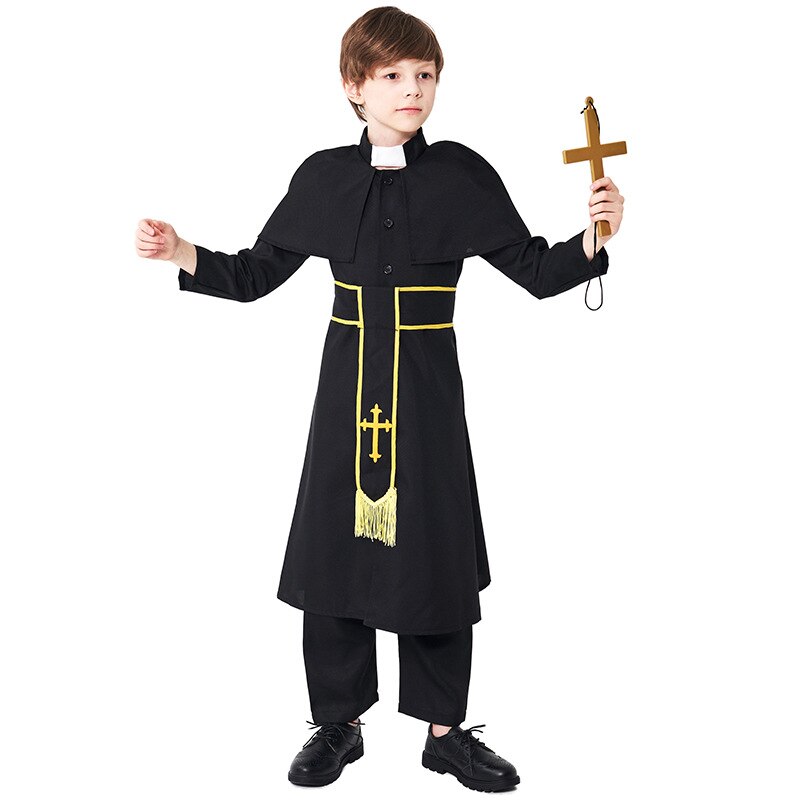 Boys Halloween Priest Costume Kids Religious Cosplay Outfit - 10