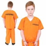 Mens Orange Prisoner Jumpsuit Costume For Halloween Adult Jailbird Outfit - 1