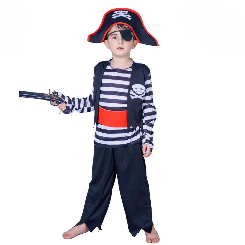 Kids Mens Striped Pirate Cosplay Costume For Halloween Stage Performances - 6