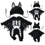 Newborn Halloween Bat Jumpsuit Skeleton Romper With Hat Infanttoddler Costume - 2