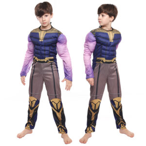 Kids Thanos Jumpsuit Avengers Superhero Halloween Cosplay Costume Gloves - 4