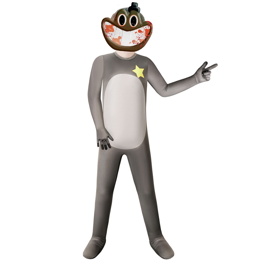 Kids Halloween Horror Game Cosplay Costume Green Monster Figure Outfit - 10