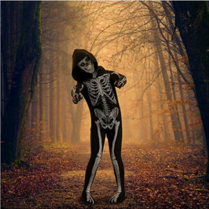 Kids Halloween Skeleton Costume One Piece Death Terror Role Play Outfit - 1