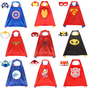 Kids Superhero Cosplay Costume Bat Spider Mask Cloak For Halloween Carnival - 1