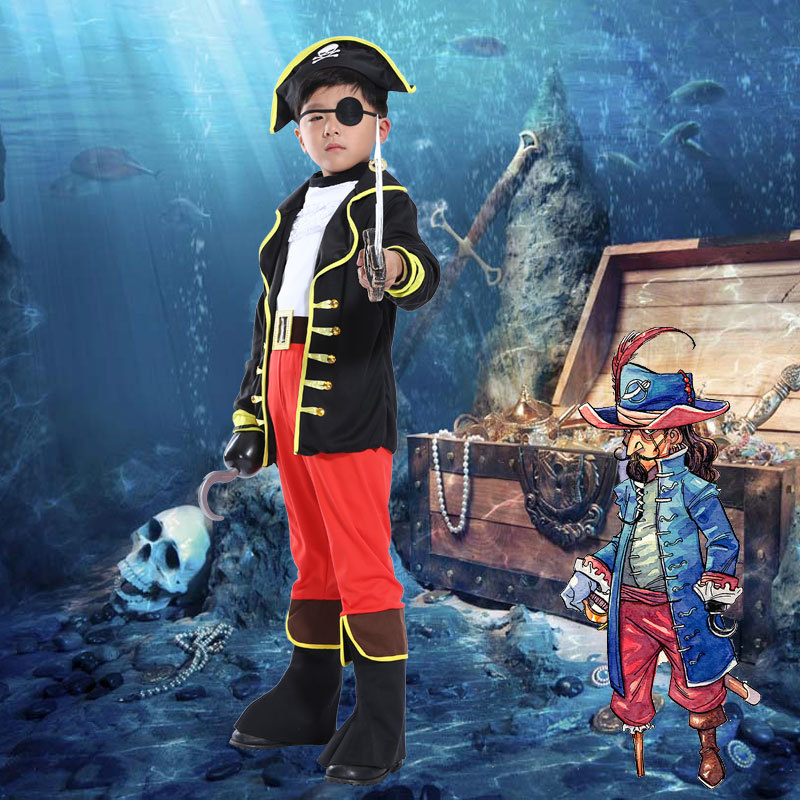 Boys Pirate Costume Set Halloween Christmas Purim Cosplay For Kids - 16