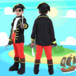 Boys Pirate Costume Set Captain Jack Cosplay Kids Halloweenchristmas Outfit - 1