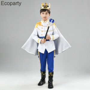 Deluxe 7pcs Medieval King Costume Set For Boys With Crown Mace - 3