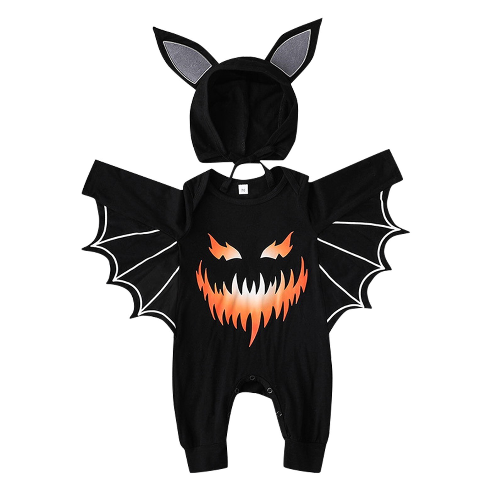 Baby Toddler Halloween Costume Cute Bat Wing Sleeve Pumpkin Romper - 19