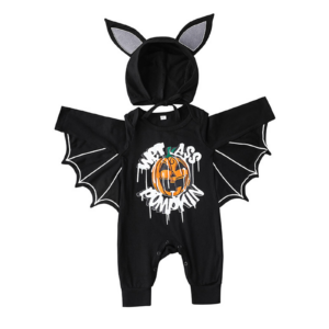 Baby Toddler Halloween Costume Cute Bat Wing Sleeve Pumpkin Romper - 1