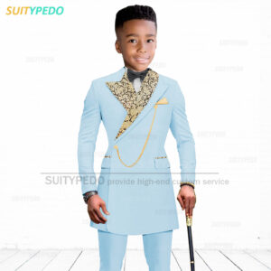 Boys Royal Blue Formal Suit Graduation Wedding Party Costume 2piece Set - 4