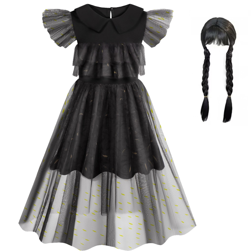 Black Lace Princess Costume Girls Halloween Carnival Party Dress - 24