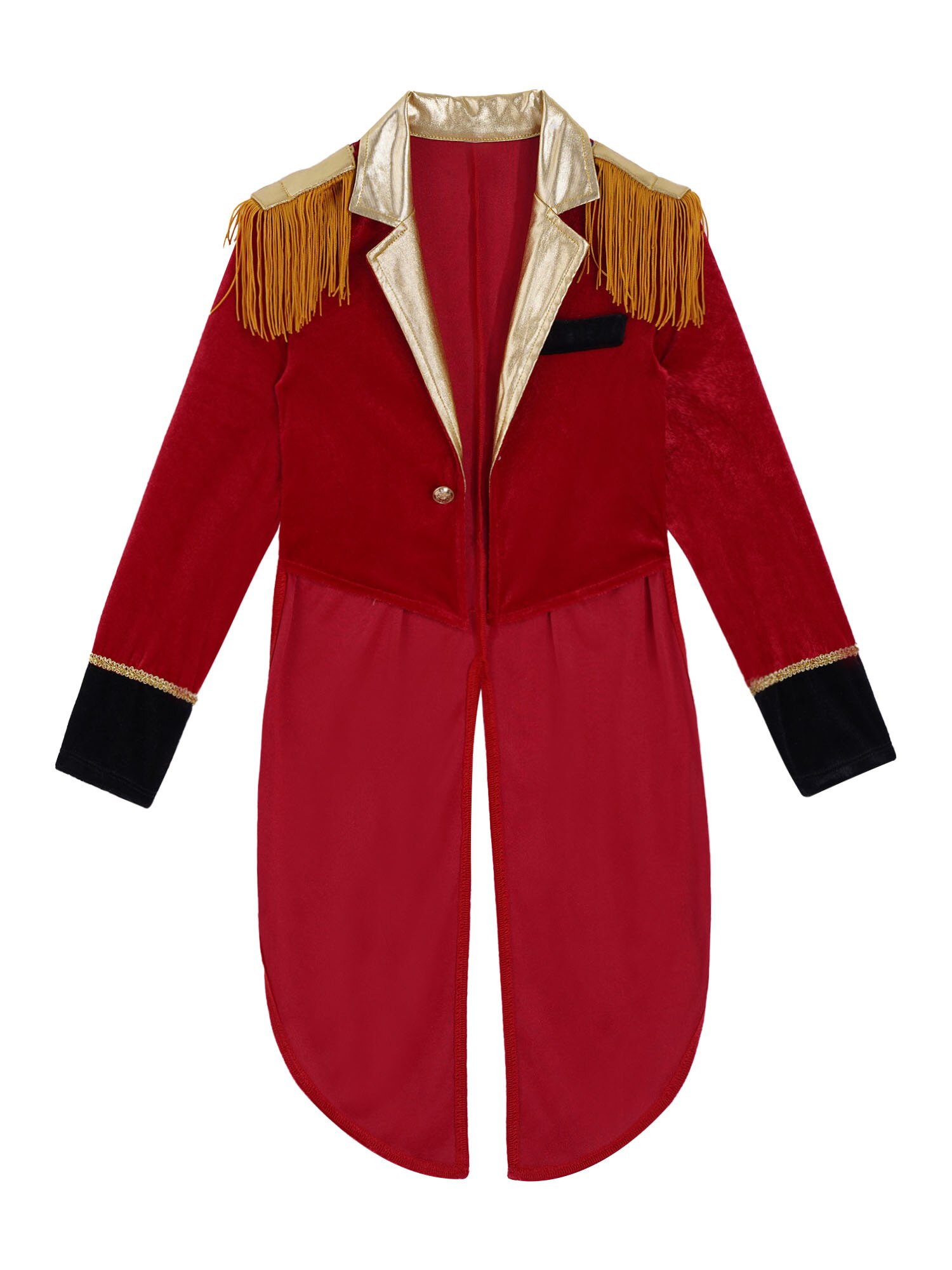 Boys Red Velvet Circus Ringmaster Halloween Costume Lion Tamer Tailcoat - 9