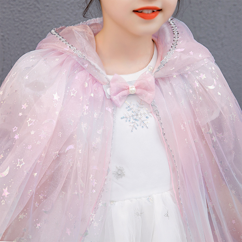 Girls Sparkly Sequin Princess Cape For Halloween Year Dressup Parties - 11