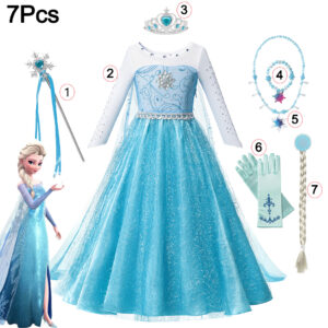Disney Frozen Elsa Anna Sequin Princess Costume Dress For Girls - 1