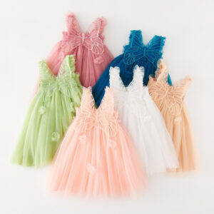 Rindu Childrens Princess Fairy Dress With 3d Wings Mesh Suspender - 1