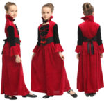 Girls Red Vampire Queen Halloween Costume Kids Christmas Masquerade Dress - 1