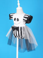 Baby Girls Halloween Skull Print Mesh Romper Ghost Costume - 4