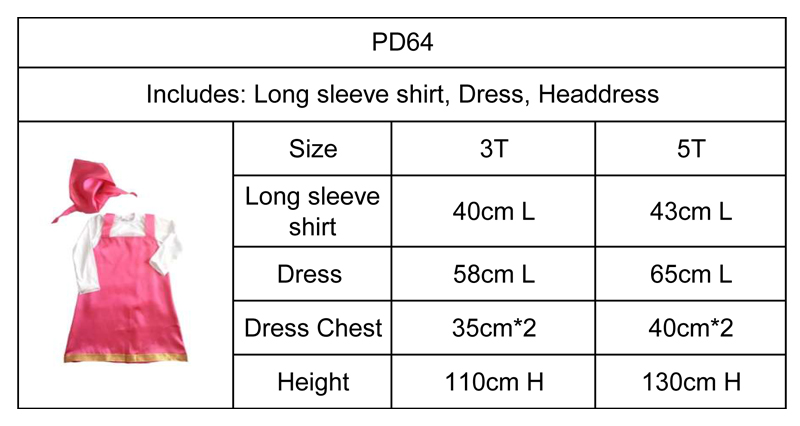 Masha Halloween Cosplay Set Girls Pink Dress Tshirt Head Scarf - 8