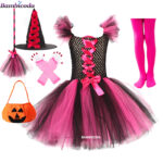 Girls Halloween Witch Tutu Dress Hat Kids Party Costume - 4