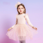 Vikita Girls Autumn Long Sleeve Cotton Princess Dress With Glitter Spots - 1